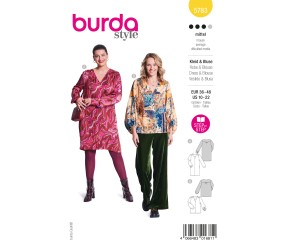 Patron Burda n°5783 : Robe tunique et Blouse à encolure froncée manches ballon