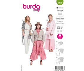 Patron Burda n°5787 : Veste kimono ceinturée et Manteau long à bords-côtes
