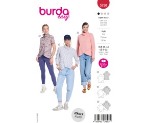 Patron Burda n°5790 : Pull col roulé drapé asymétrique 3 variantes
