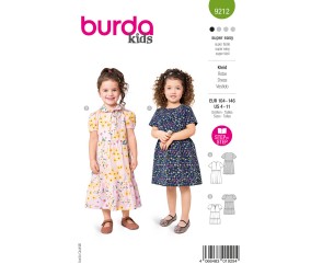 Patron Burda kids n°9212 – Robe évasée Fille Printemps-Été 2025 Tailles 104-146