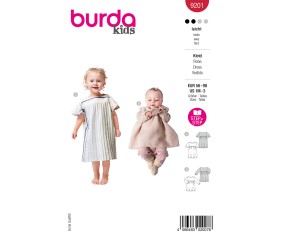 Patron Burda kids n°9201 – Robe / T-shirt manches longues Bébé Automne-Hiver 2025 Tailles 56-98