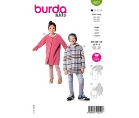 Patron Burda kids n°9207 – Manteau à capuche Fille Automne-Hiver 2025 Tailles 104-146