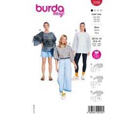 Patron Burda Easy n°5709 – Blouse manches longues Femme Automne-Hiver 2025 Tailles 34-44