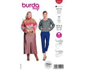 Patron Burda Easy n°5710 – Pullover col roulé Femme Automne-Hiver 2025 Tailles 36-46