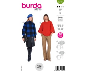 Patron Burda Style n°5716 – Sweatshirt large Femme Automne-Hiver 2025 Tailles 36-46