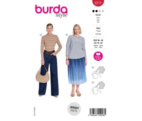 Patron Burda Style n°5717 – T-shirt à manches longues col montant Femme Automne-Hiver 2025 Tailles 36-48