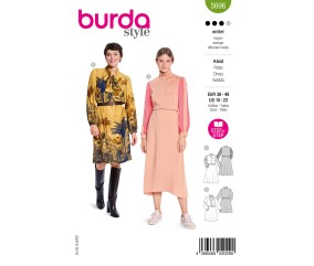 Patron Burda Style n°5696 – Robe col montant Femme Automne-Hiver 2025 Tailles 36-48