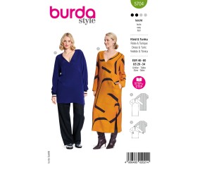 Patron Burda Style n°5704 – Robe / Tunique courte Femme Automne-Hiver 2025 Tailles 46-60