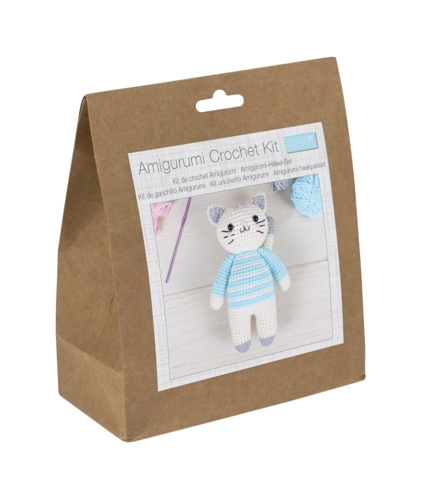 Kit crochet amigurumi Chat - 9 x 12 x 19 cm - Trimits
