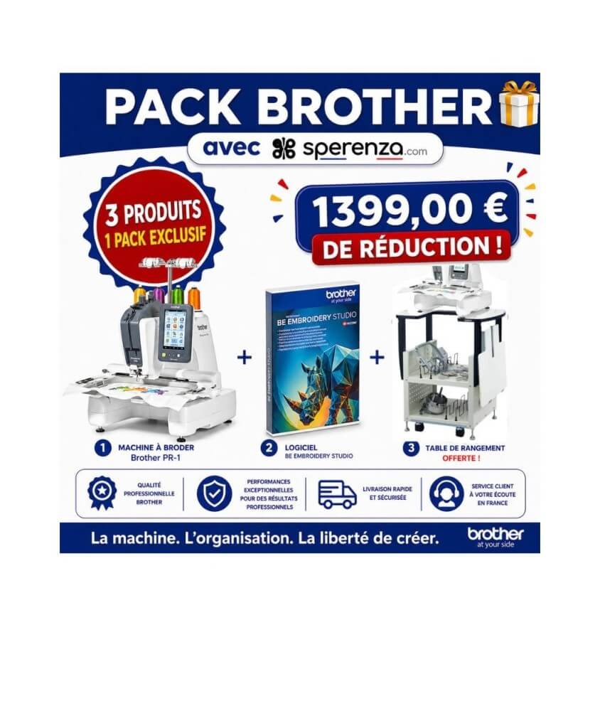 Pack Brother PR-1 + Logiciel BE Embroidery Studio sperenza offre promo pack cadeaux professionnel auto entrepreneur