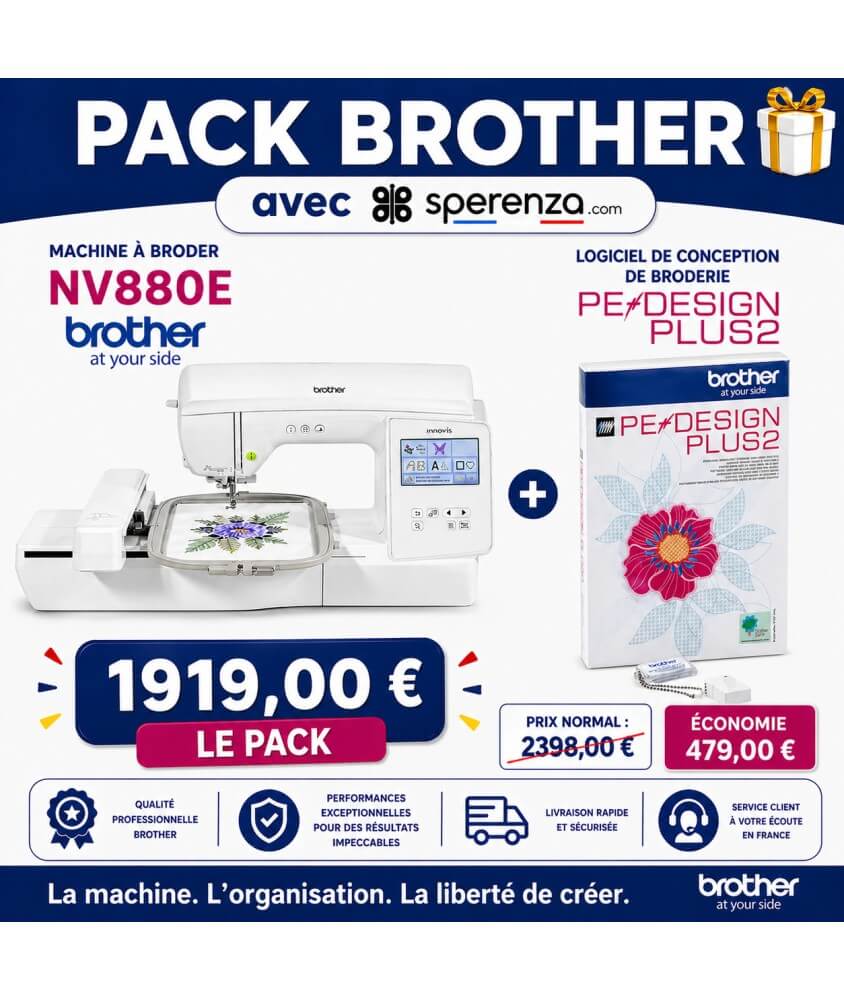 Pack promotion offre spécial brodeuse brother sperenza nv880e logiciel
