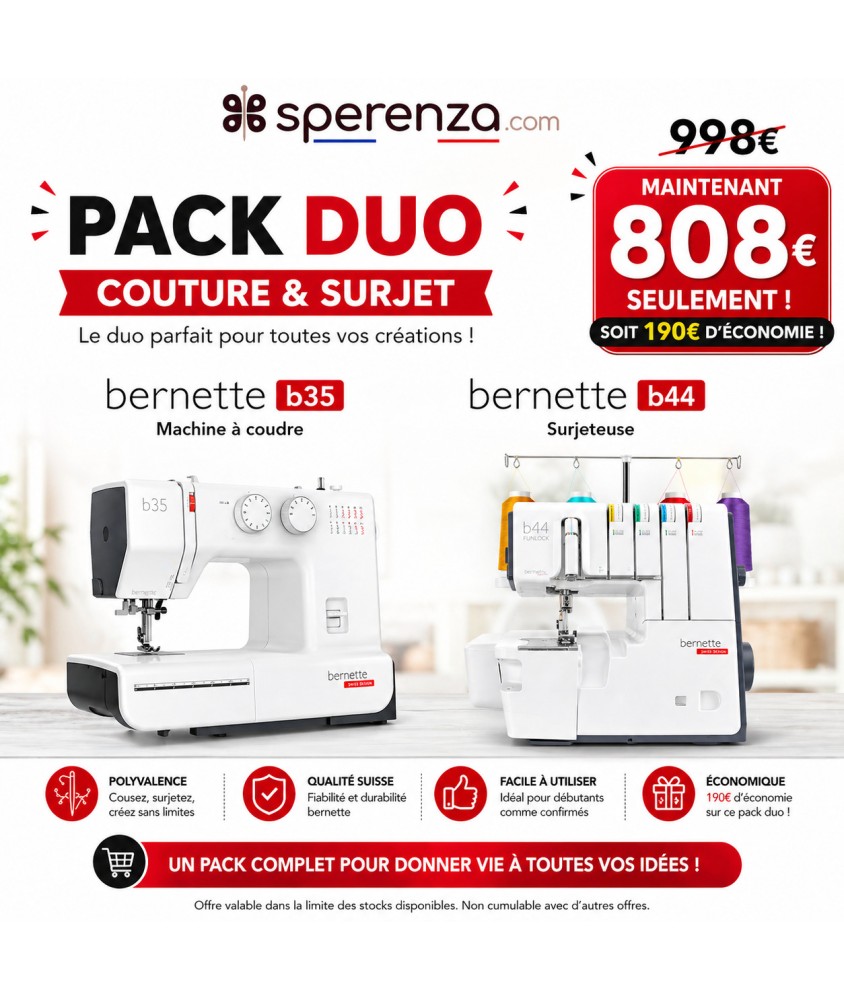 Offre spécial Pack bernette 44 et 35 sperenza exclusive couture et surjeteuse