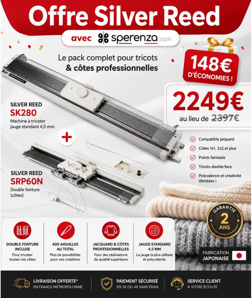 Pack machine à tricoter Silver Reed 280SK + double fonture