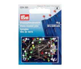 Épingles à Tête de Verre 0,60×30 mm Multicolore – Prym