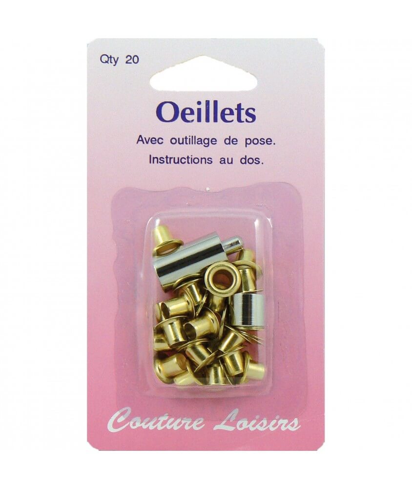 Oeillets avec outillage couleur laiton X 20 - Distrifil