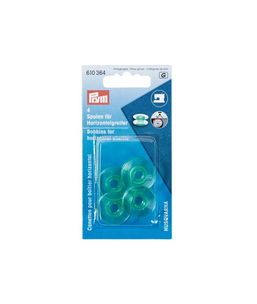Lot de 4 Canettes Machine à Coudre Crochet Horizontal Ø 21,6 mm - Prym