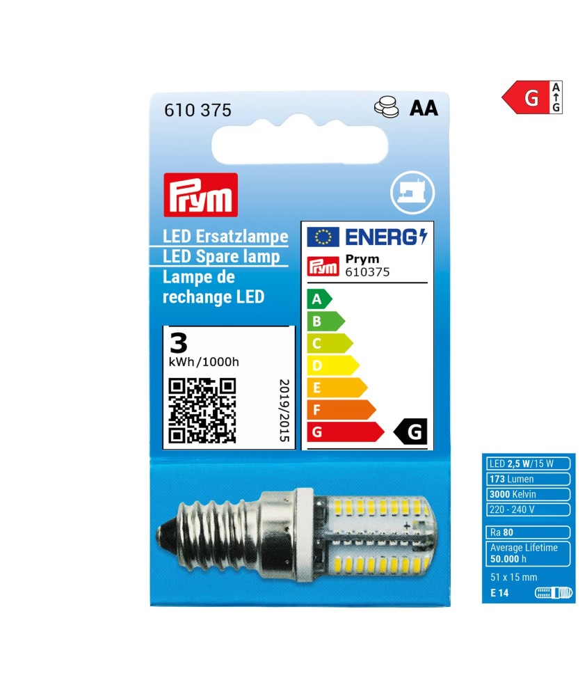 Ampoule LED E14 à vis 2,5W pour machine à coudre - Prym
