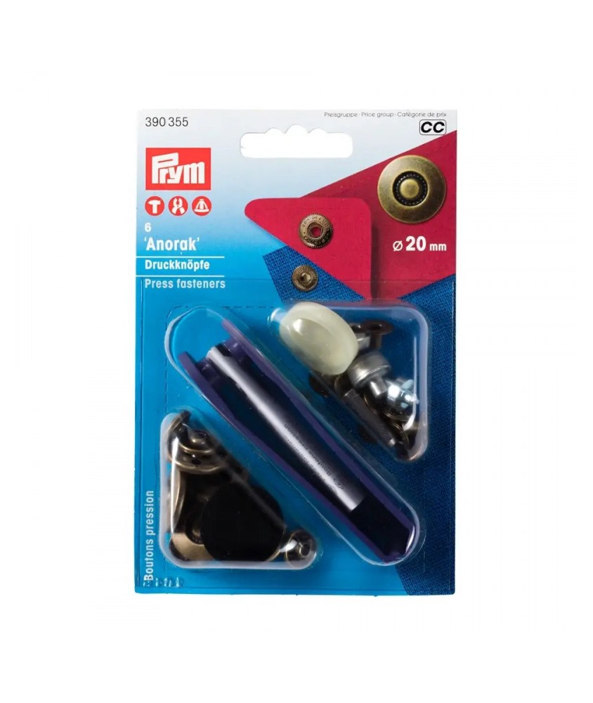 Boutons pression Anorak sans couture dessin pneus 20 mm laiton antique - Prym