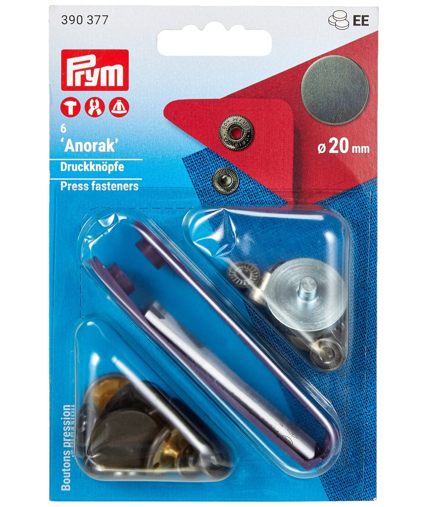 Boutons pression Anorak sans couture plat 20 mm brunis - Prym