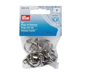 Lot de 10 Anneaux à Pince pour Rideaux Ø 22 mm Argentés - Prym
