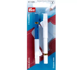 Crayons craie avec brosse efface - 2 pièces (blanc/bleu) - Prym
