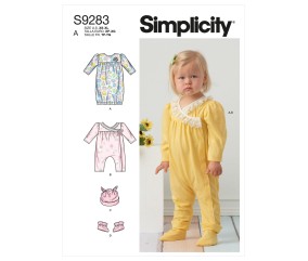 Patron Simplicity 9283.A - Ensemble tricot Bébé, combinaison , chaussons et bonnet de 0 à 24 mois