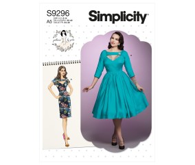 Patron Simplicity 9296 - Robe avec haut ajusté et découpe sous- poitrine du 34 au 50 (FR)