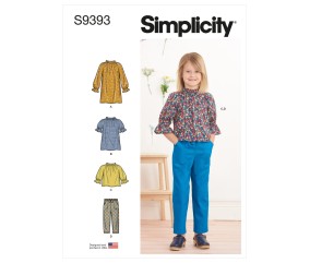 Patron Simplicity 9393 - Robe, tunique, haut et pantalon pour enfant 3 à 8 ans