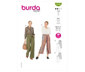 Patron Burda 6148 - Pantalons amples sur coulisse élastique du 36 au 46