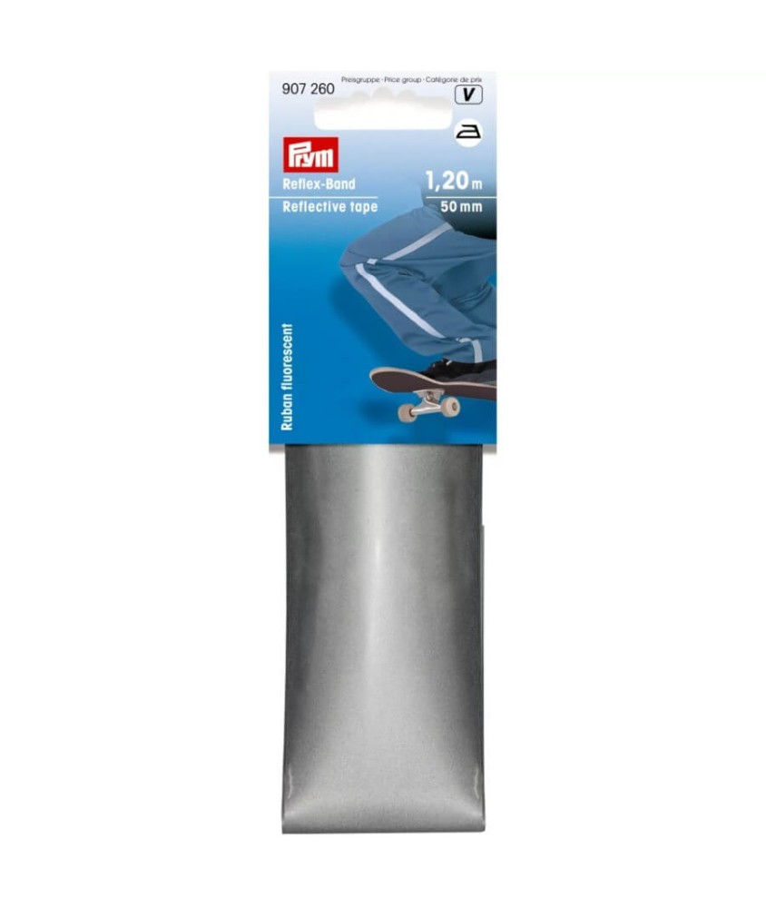 Bande réfléchissante thermocollante 50 mm x 1,2 m - argent - Prym