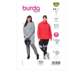 Patron Burda 5988 - Sweaters de diverses longueurs avec bordure d'encolure ou col roulé di 46 au 56 (FR)