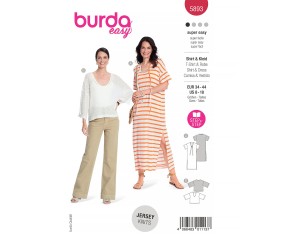 Patron Burda 5893 - Robe et un tee-shirt en tissu mailles du 34 au 44 (FR)