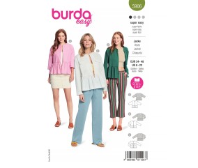 Patron Burda 5906 - Vestes épurées sans col du 34 au 48 (FR)