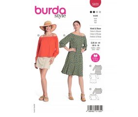 Patron Burda 5920 - Robe et la blouse au décolleté Carmen du 34