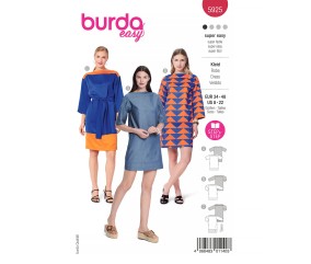 Patron Burda 5925 - Robes de coupe droite avec une encolure bateau du 34 au 48 (FR)
