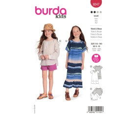Patron Burda 9247 - Robe et une blouse avec des manches raglan du 5 au 10 ans
