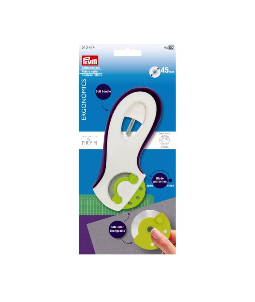 Cutter rotatif ergonomics Ø 45 mm - sécurisé & ambidextre - Prym