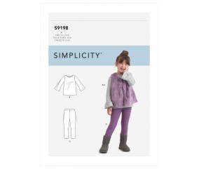 Patron Simplicity 9198 - Ensemble top, Veste et Legging Fille de 3 à 8 ans (97 à 132 cm)