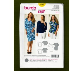 Patron Burda 6785 Tee-Shirt et robe du 44 au 54