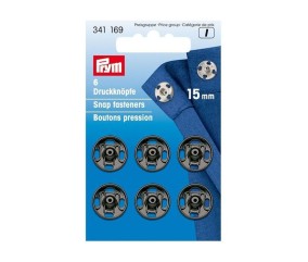 Boutons pression à coudre laiton 15 mm (6 pièces) noir/argent – Prym