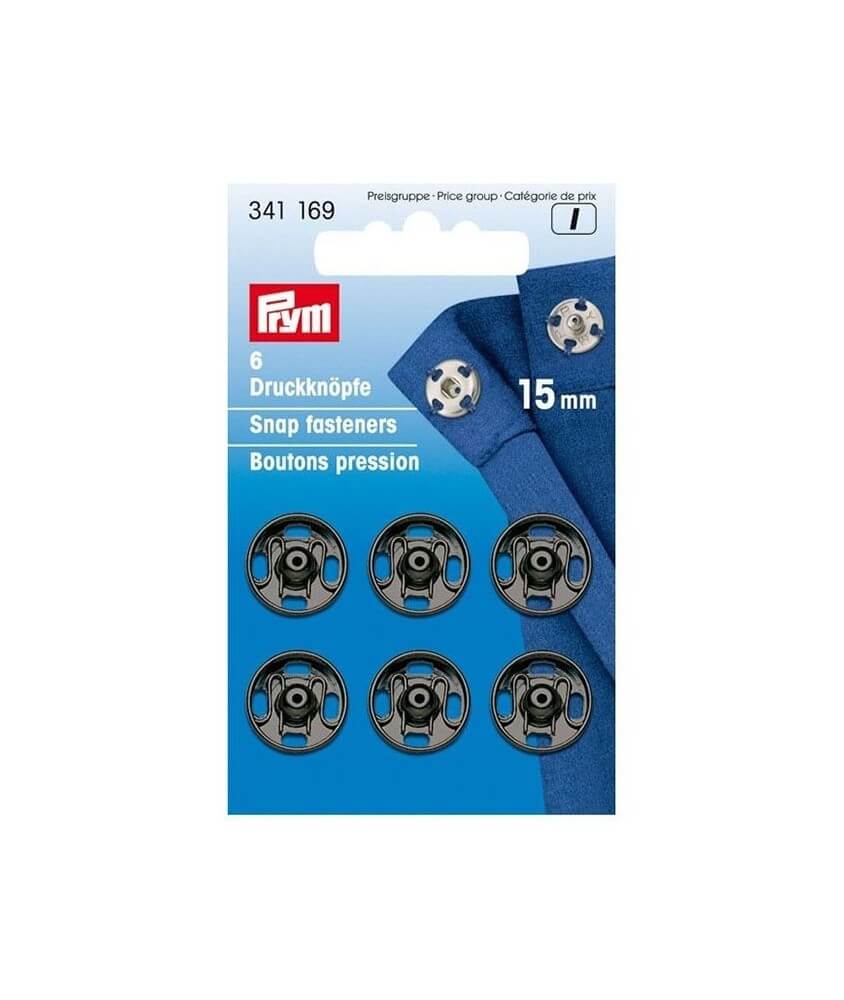 Boutons pression à coudre laiton 15 mm (6 pièces) noir/argent – Prym