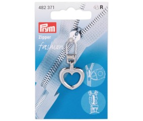 Tirette de fermeture cœur argent - Prym