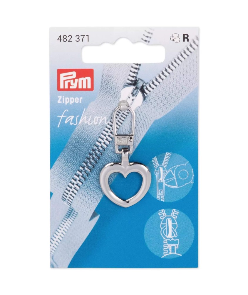 Tirette de fermeture cœur argent - Prym