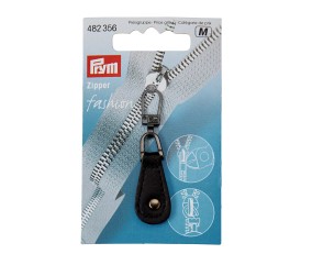 Tirette de fermeture Fashion-Zip cuir imitation noir ronde - Prym