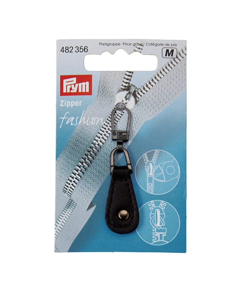 Tirette de fermeture Fashion-Zip cuir imitation noir ronde - Prym