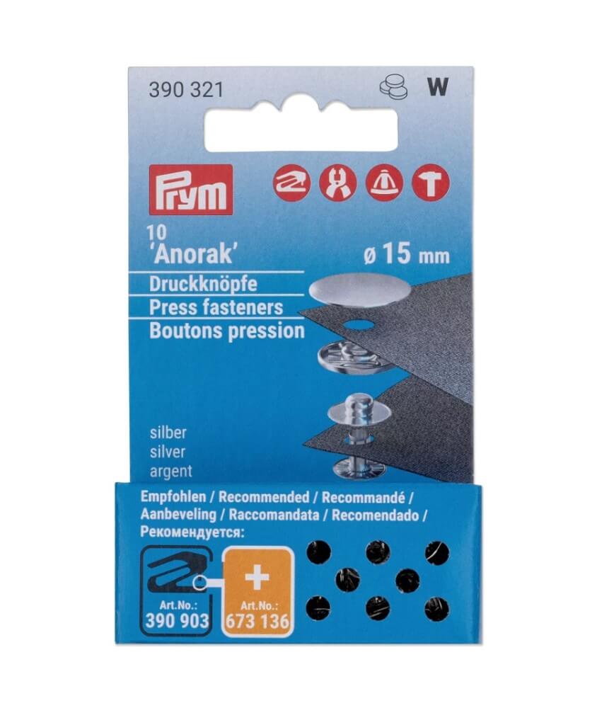 Lot de 10 Recharge boutons pression sans couture « Anorak » 15mm - Prym
