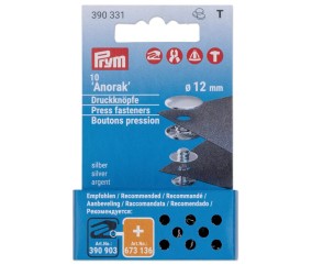 Lot de 10 Recharge boutons pression sans couture 12 mm - Prym