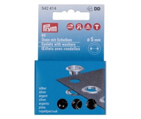 Lot de 80 Recharge œillets avec rondelles 5 mm argent - Prym