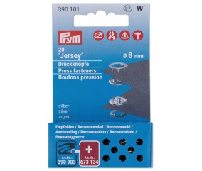 Lot de 20 Recharge boutons pression Jersey anneau 8 mm argent - Prym
