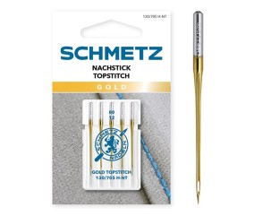 Lot de 5 Aiguilles machine à coudre Surpiqûre Gold 80/12 - 130/705 H-NT - Schmetz